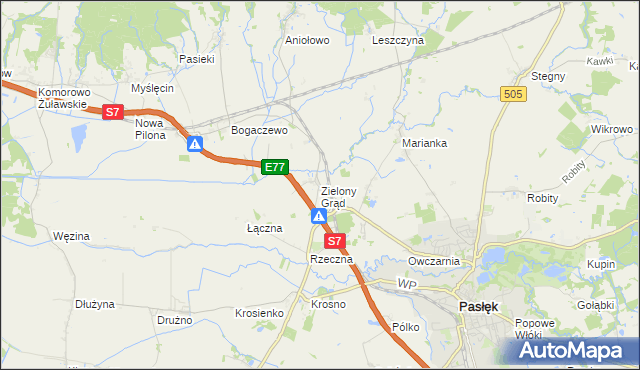 mapa Zielony Grąd, Zielony Grąd na mapie Targeo