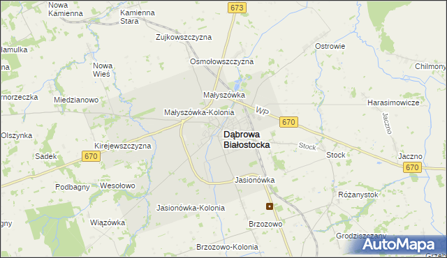 mapa Dąbrowa Białostocka, Dąbrowa Białostocka na mapie Targeo
