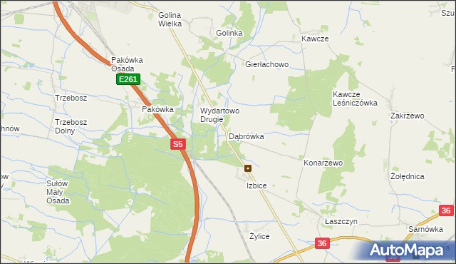 mapa Dąbrówka gmina Rawicz, Dąbrówka gmina Rawicz na mapie Targeo