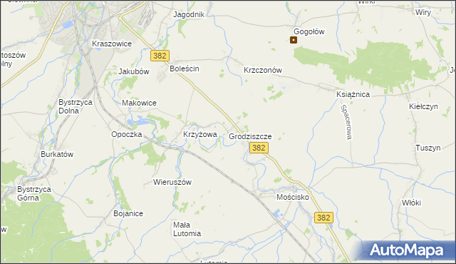 mapa Grodziszcze gmina Świdnica, Grodziszcze gmina Świdnica na mapie Targeo
