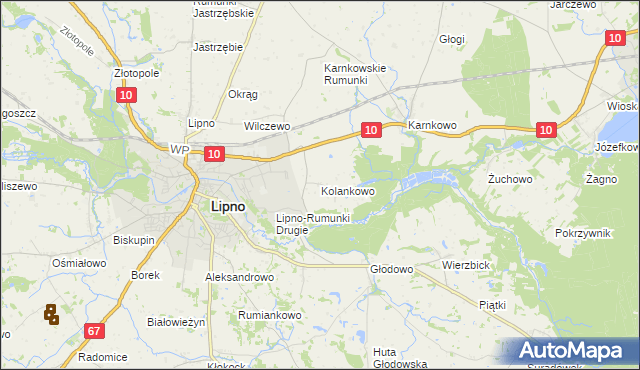 mapa Kolankowo gmina Lipno, Kolankowo gmina Lipno na mapie Targeo