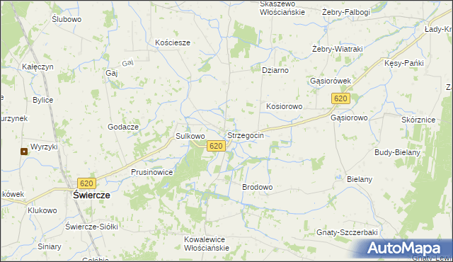 mapa Strzegocin gmina Świercze, Strzegocin gmina Świercze na mapie Targeo