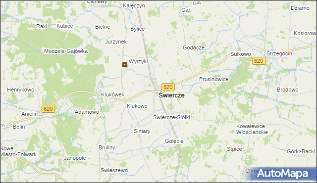 mapa Świercze powiat pułtuski, Świercze powiat pułtuski na mapie Targeo