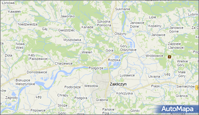 mapa Zawada Lanckorońska, Zawada Lanckorońska na mapie Targeo