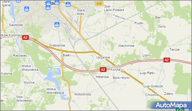 mapa Ujrzanów, Ujrzanów na mapie Targeo