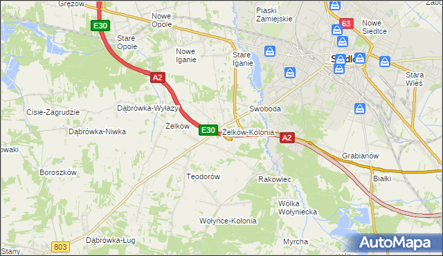 mapa Żelków-Kolonia, Żelków-Kolonia na mapie Targeo