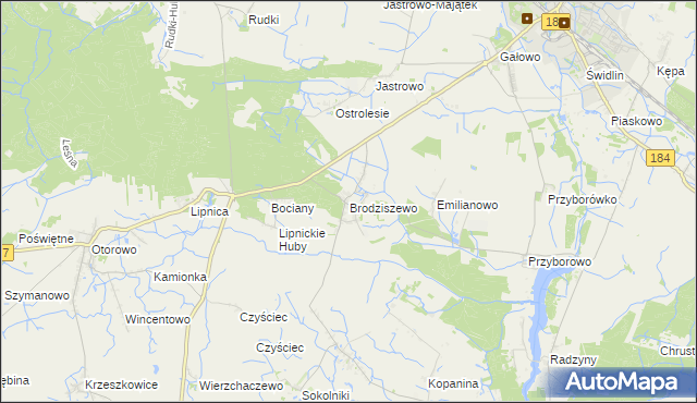 mapa Brodziszewo, Brodziszewo na mapie Targeo