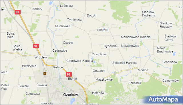 mapa Czerchów, Czerchów na mapie Targeo