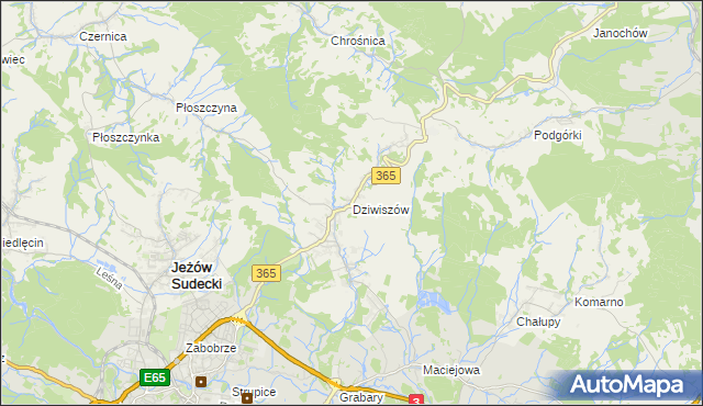 mapa Dziwiszów, Dziwiszów na mapie Targeo