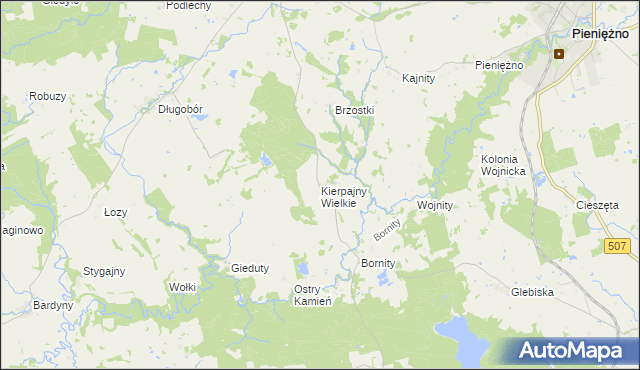 mapa Kierpajny Wielkie, Kierpajny Wielkie na mapie Targeo