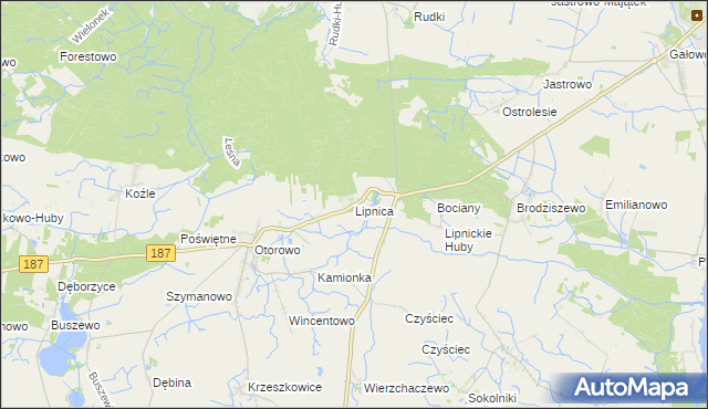 mapa Lipnica gmina Szamotuły, Lipnica gmina Szamotuły na mapie Targeo
