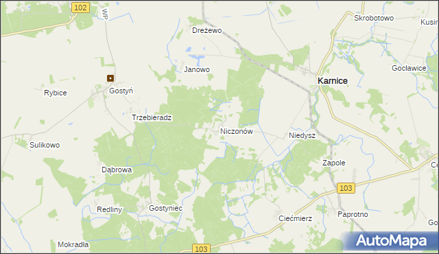 mapa Niczonów, Niczonów na mapie Targeo