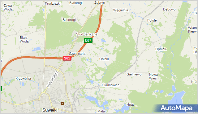mapa Osinki gmina Suwałki, Osinki gmina Suwałki na mapie Targeo