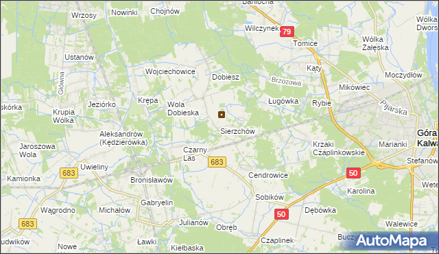 mapa Sierzchów gmina Góra Kalwaria, Sierzchów gmina Góra Kalwaria na mapie Targeo