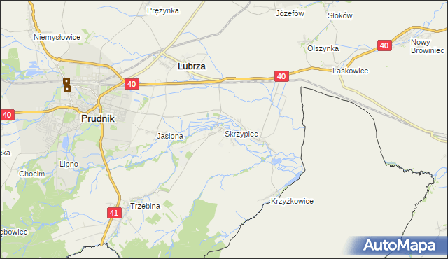 mapa Skrzypiec gmina Lubrza, Skrzypiec gmina Lubrza na mapie Targeo