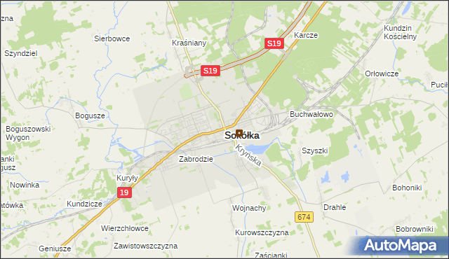 mapa Sokółka, Sokółka na mapie Targeo