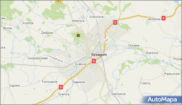 mapa Strzegom powiat świdnicki, Strzegom powiat świdnicki na mapie Targeo