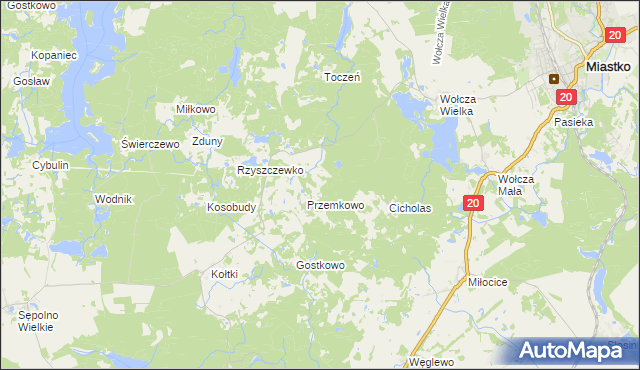 mapa Zajączkowo gmina Miastko, Zajączkowo gmina Miastko na mapie Targeo