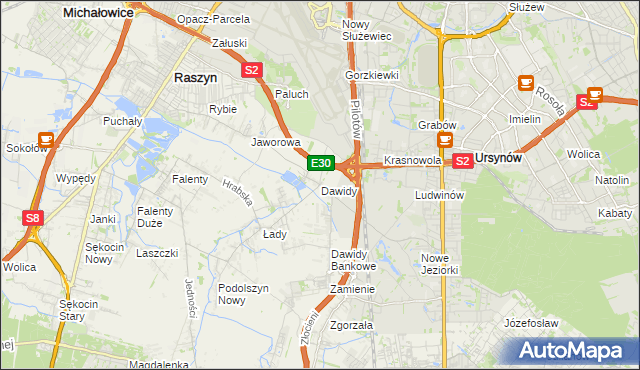 mapa Dawidy gmina Raszyn, Dawidy gmina Raszyn na mapie Targeo