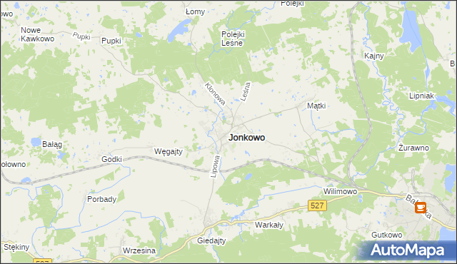 mapa Jonkowo, Jonkowo na mapie Targeo