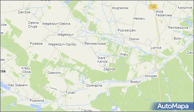 mapa Stare Kanice, Stare Kanice na mapie Targeo