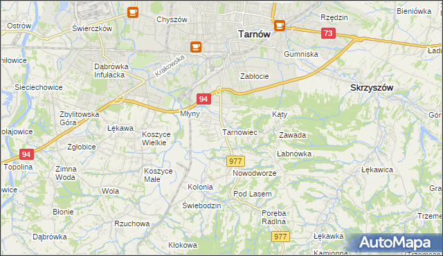 mapa Tarnowiec gmina Tarnów, Tarnowiec gmina Tarnów na mapie Targeo
