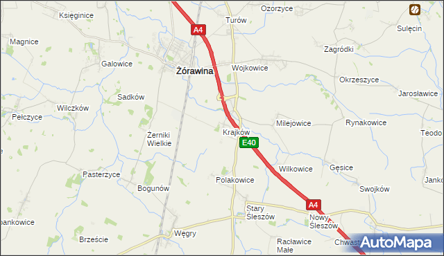 mapa Krajków gmina Żórawina, Krajków gmina Żórawina na mapie Targeo