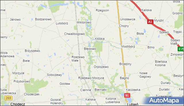 mapa Nowy Młyn gmina Lubień Kujawski, Nowy Młyn gmina Lubień Kujawski na mapie Targeo