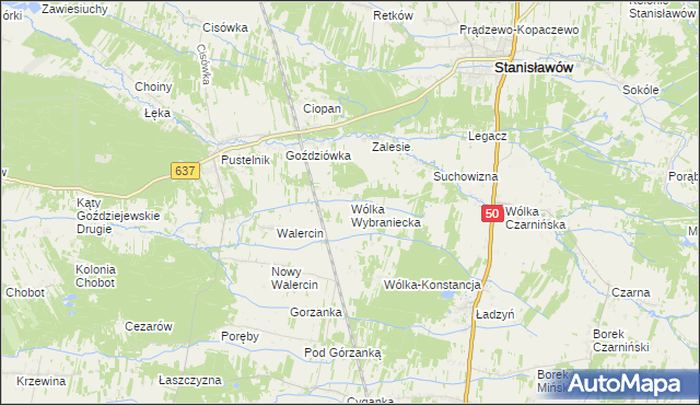 mapa Wólka Wybraniecka, Wólka Wybraniecka na mapie Targeo