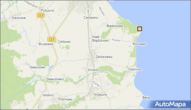 mapa Żelistrzewo, Żelistrzewo na mapie Targeo