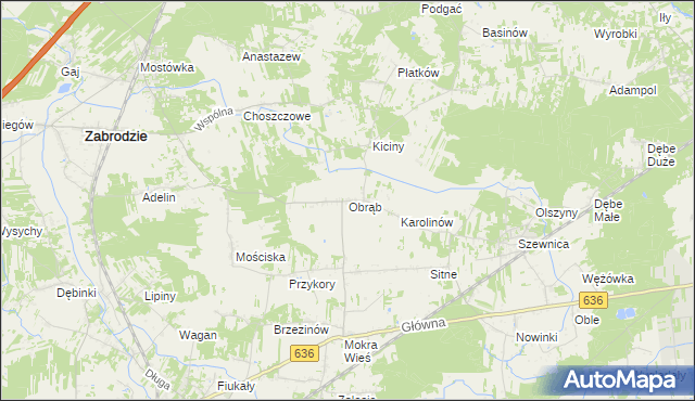mapa Obrąb gmina Zabrodzie, Obrąb gmina Zabrodzie na mapie Targeo