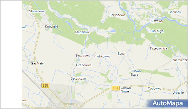 mapa Piotrkówko gmina Szamotuły, Piotrkówko gmina Szamotuły na mapie Targeo