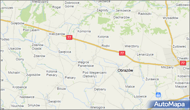 mapa Głazów gmina Obrazów, Głazów gmina Obrazów na mapie Targeo