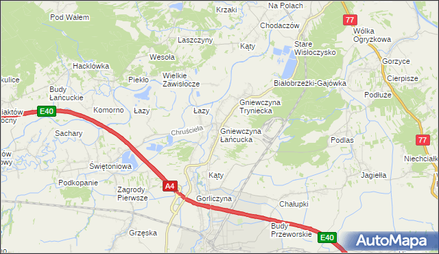 mapa Gniewczyna Łańcucka, Gniewczyna Łańcucka na mapie Targeo