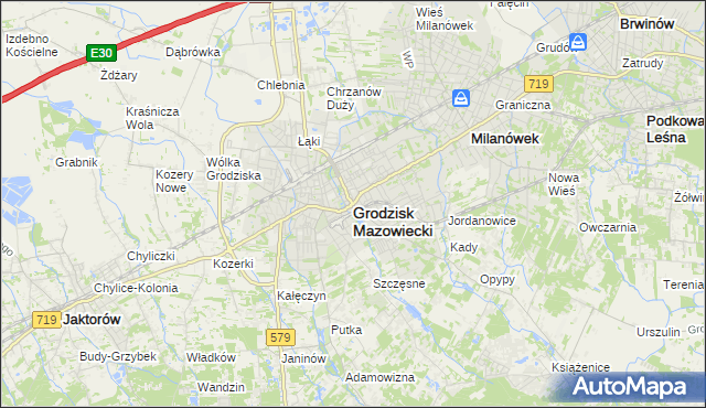mapa Grodzisk Mazowiecki, Grodzisk Mazowiecki na mapie Targeo