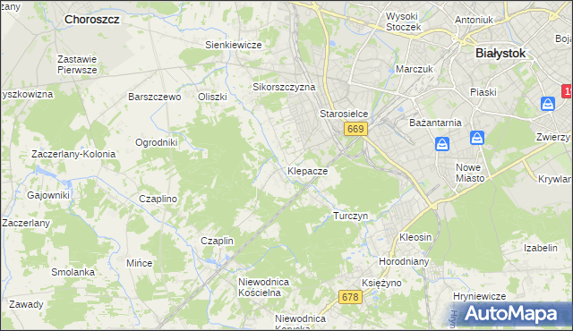 mapa Klepacze gmina Choroszcz, Klepacze gmina Choroszcz na mapie Targeo