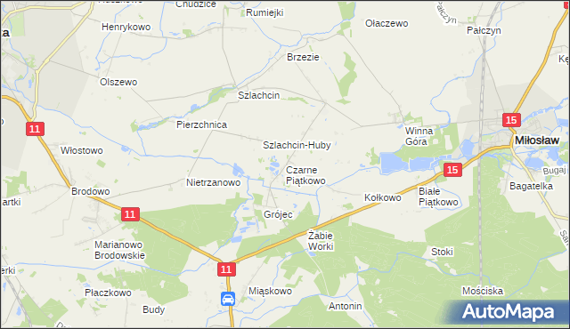 mapa Czarne Piątkowo, Czarne Piątkowo na mapie Targeo