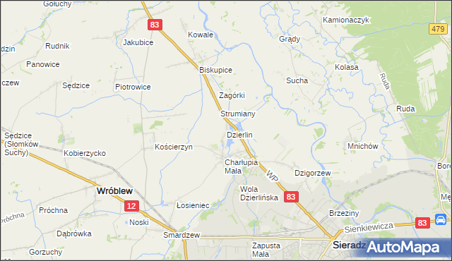 mapa Dzierlin, Dzierlin na mapie Targeo