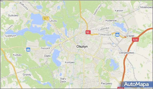 mapa Olsztyna, Olsztyn na mapie Targeo