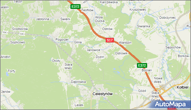 mapa Dyzin, Dyzin na mapie Targeo