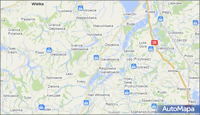 mapa Gierałtowice gmina Wieprz, Gierałtowice gmina Wieprz na mapie Targeo