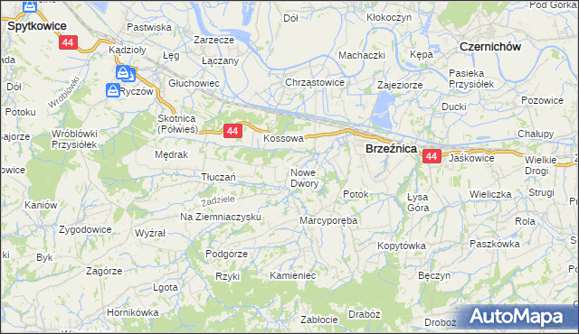 mapa Nowe Dwory gmina Brzeźnica, Nowe Dwory gmina Brzeźnica na mapie Targeo