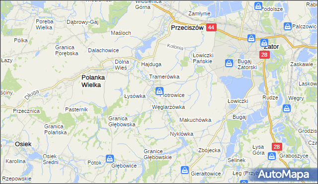 mapa Piotrowice gmina Przeciszów, Piotrowice gmina Przeciszów na mapie Targeo