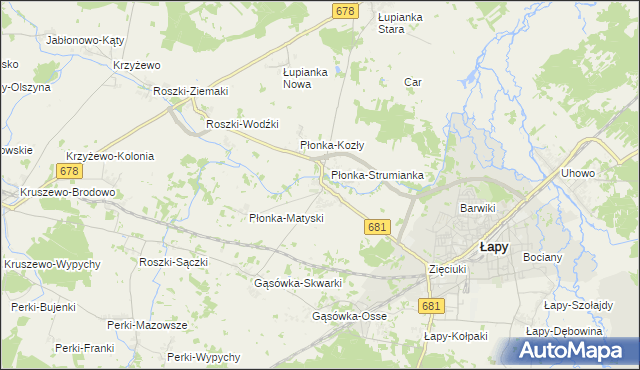 mapa Płonka Kościelna, Płonka Kościelna na mapie Targeo