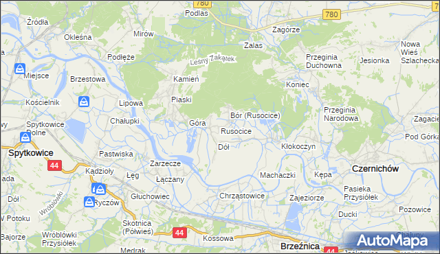 mapa Rusocice gmina Czernichów, Rusocice gmina Czernichów na mapie Targeo