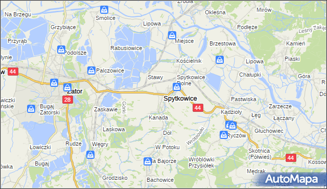 mapa Spytkowice powiat wadowicki, Spytkowice powiat wadowicki na mapie Targeo