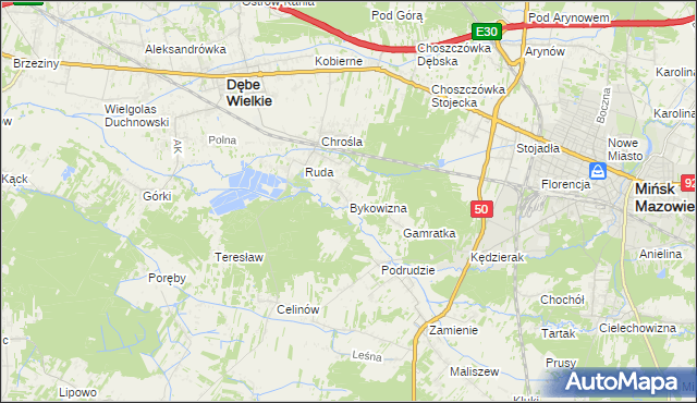 mapa Bykowizna, Bykowizna na mapie Targeo