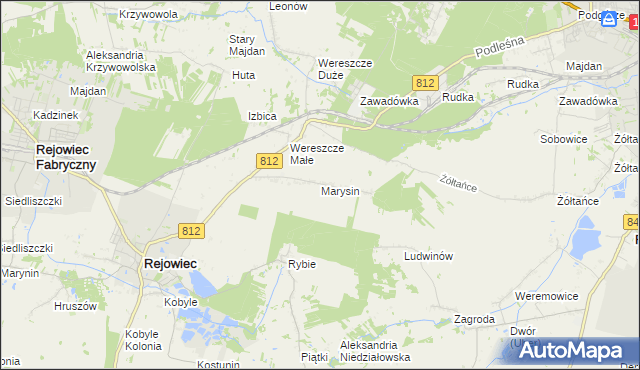 mapa Marysin gmina Rejowiec, Marysin gmina Rejowiec na mapie Targeo