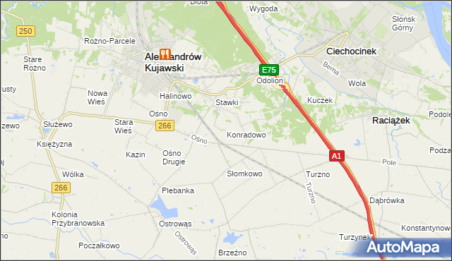 mapa Konradowo gmina Aleksandrów Kujawski, Konradowo gmina Aleksandrów Kujawski na mapie Targeo