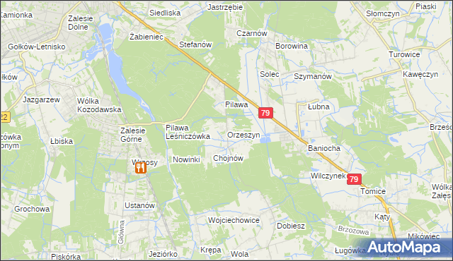 mapa Orzeszyn, Orzeszyn na mapie Targeo